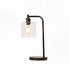 TABLE LAMP BLACK METAL BASE HALO GLASS SHADE