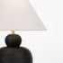 TABLE LAMP BLACK PEBBLE BASE WHITE FABRIC SHADE