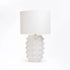 TABLE LAMP WHITE DOTTED BASE WHITE FABRIC SHADE