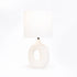 TABLE LAMP WHITE OVAL BASE WHITE FABRIC SHADE