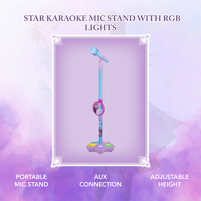 Disney Audio Disney Frozen Auxiliary Star Karaoke Microphone Stand with Colourful Lights