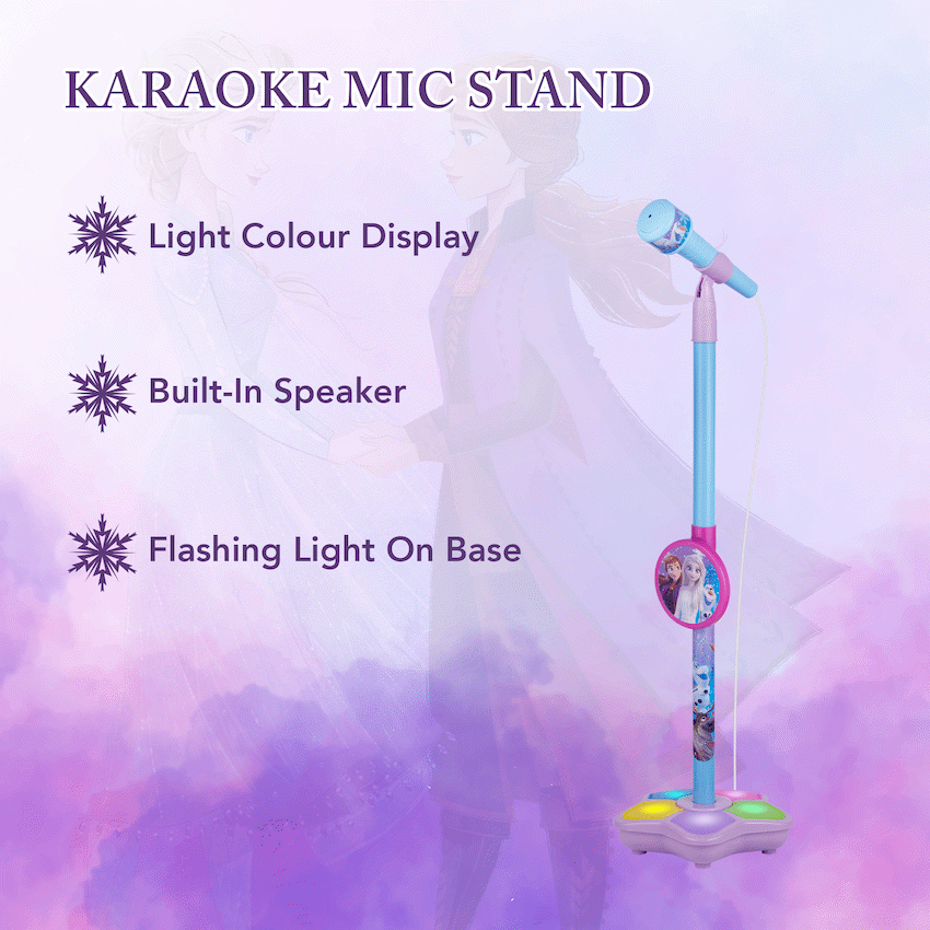 Disney Audio Disney Frozen Auxiliary Star Karaoke Microphone Stand with Colourful Lights