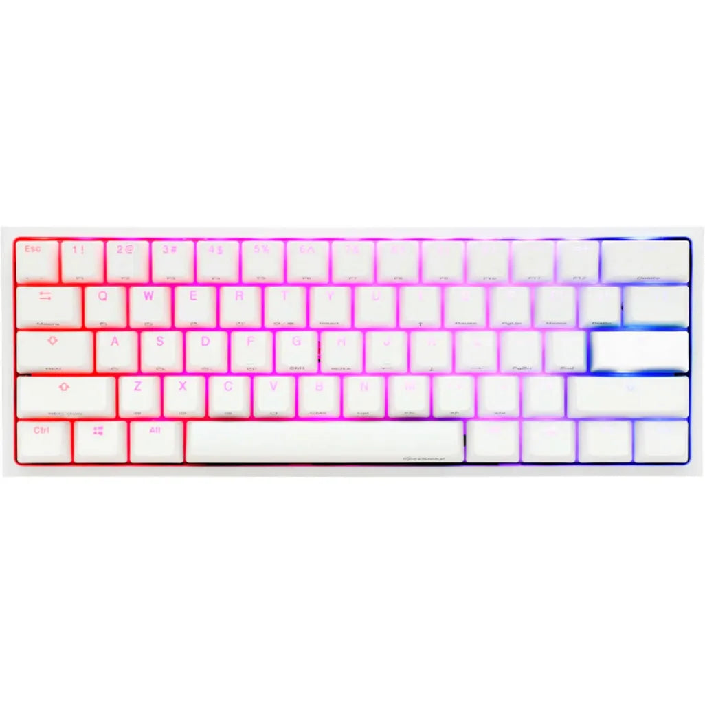 Ducky Keyboard One 2 Pro 60% Mechanical Keyboard; RGB; PBT Double Shot Keycaps - White- Cherry Red .