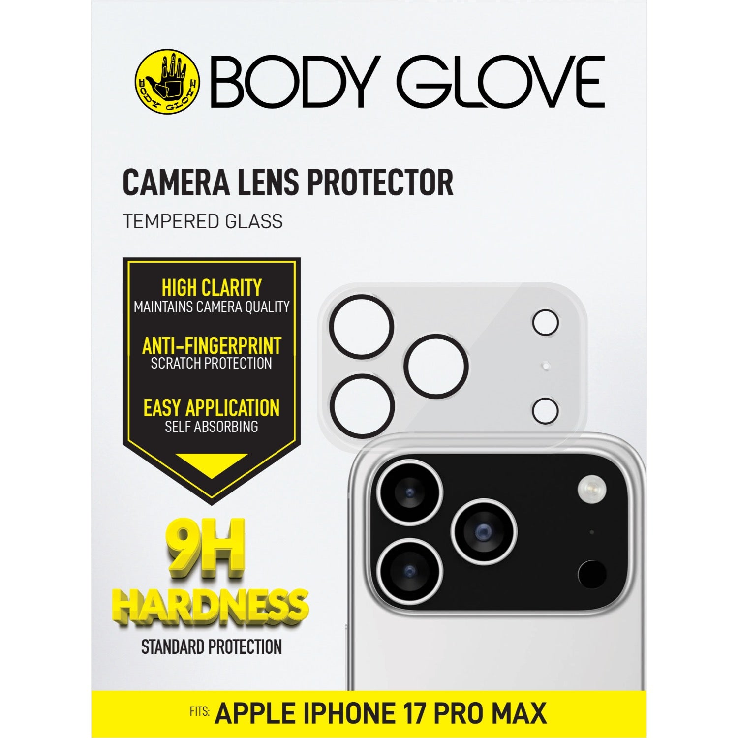 Body Glove Tempered Glass Camera Screen Protector - Apple iPhone 17 Pro Max - Black