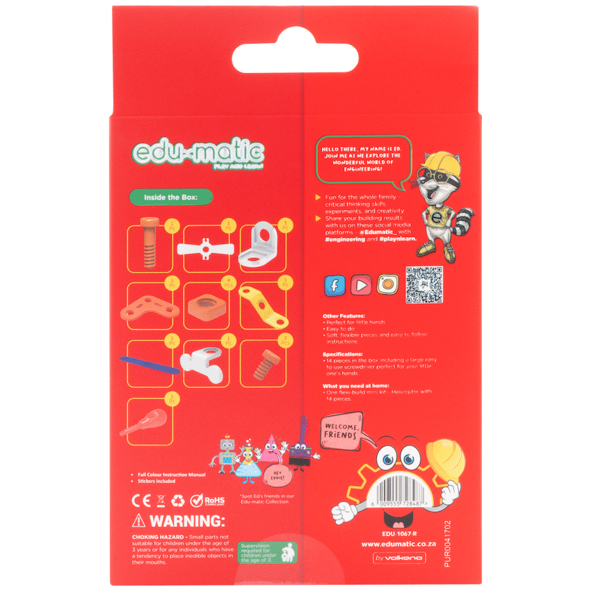 Edu Matic Edu-matic Flexi Build Mini Kit - Helicopter - 14 pcs