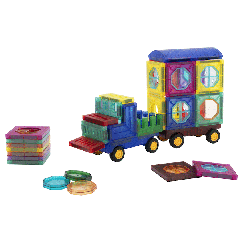 Edu Matic Toys and games 43 Magnetic Tiles with Windows and Car Parts