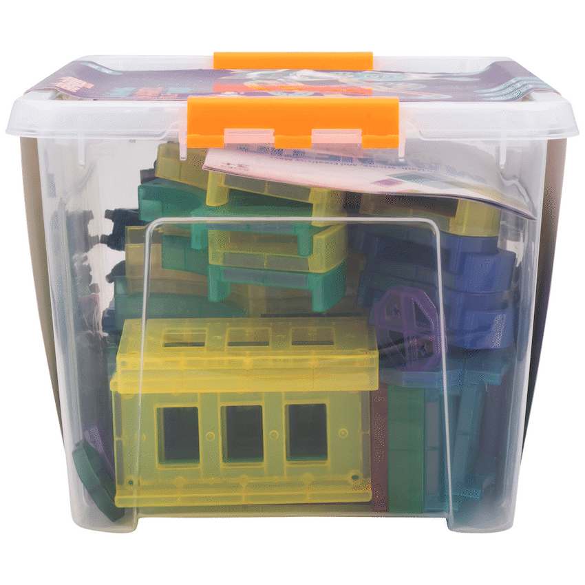 Edu Matic Toys and games Edu-Matic Mini-Mag Magnetic Tile Tracks with 2 Cars and 93 Pieces