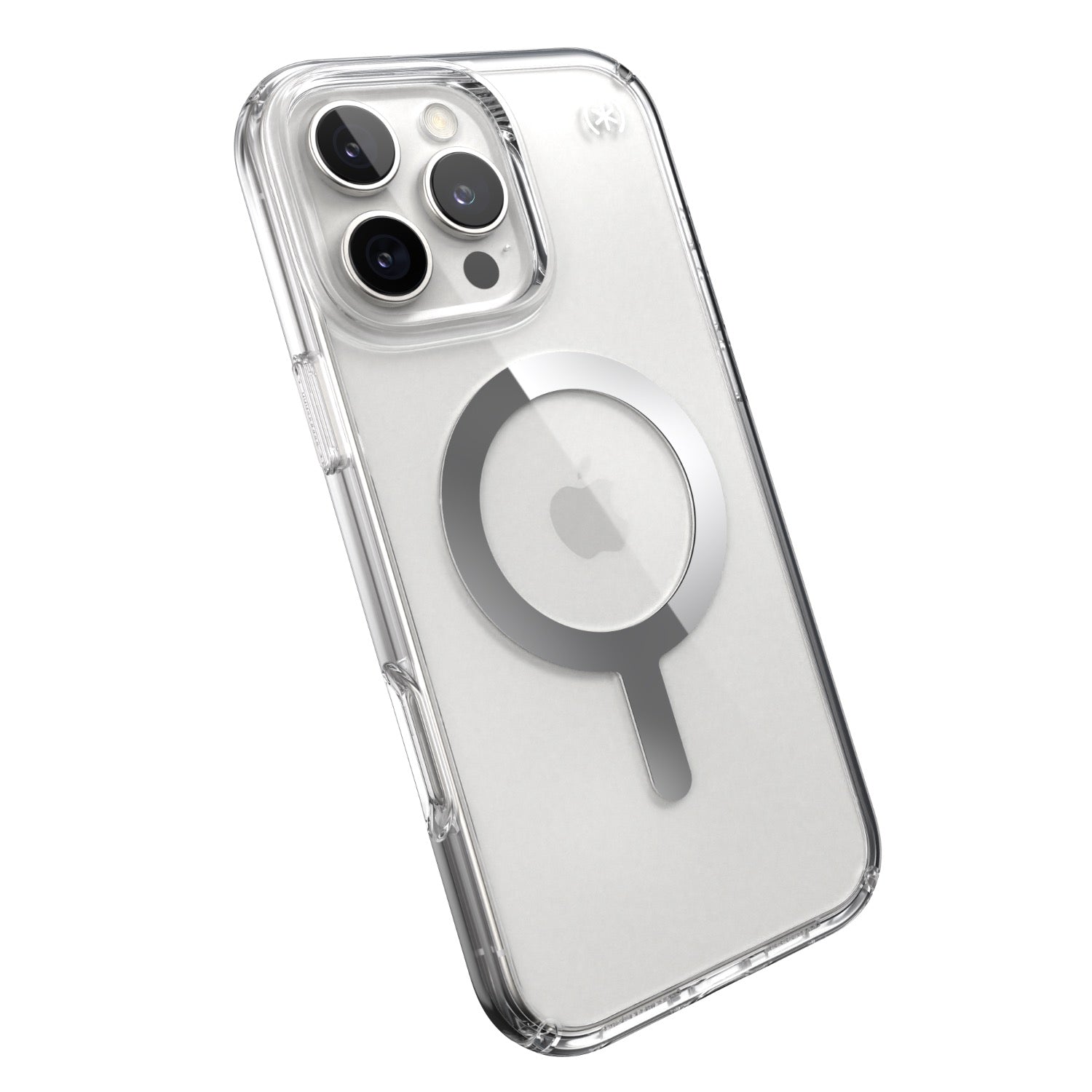 Speck Presidio Perfect Clear MagSafe Case - Apple iPhone 16 Pro Max - Clear & Chrome