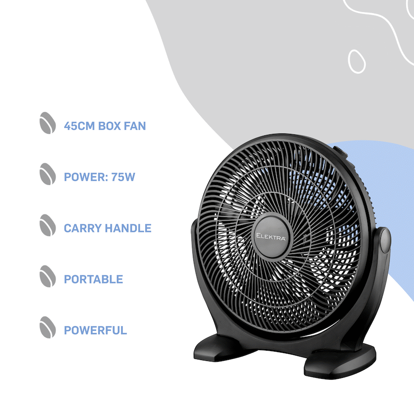 Elektra Kitchen and Home Elektra 45cm Box Fan - Black