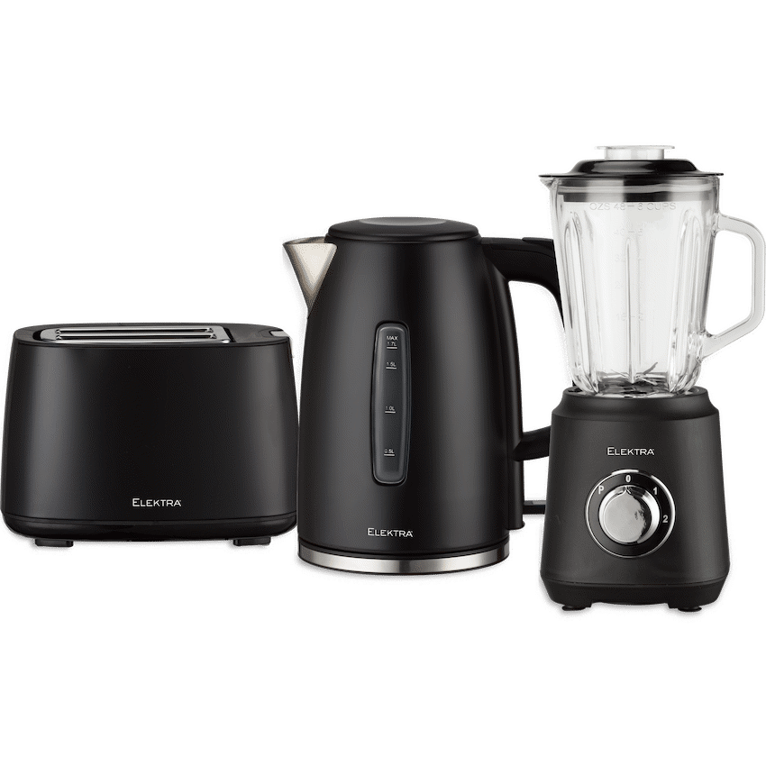 Elektra Kitchen and Home Elektra Kettle, Toaster and Blender Breakfast Set - Black