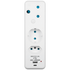 Ellies Electrical Ellies 3-Way Schuko Adaptor with Type-C + USB - White
