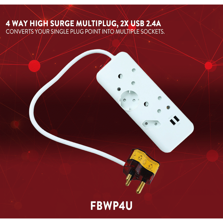 Ellies Electrical Ellies 4-Way High Surge Multiplug