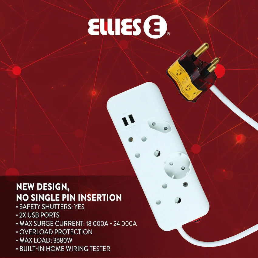 Ellies Electrical Ellies 4-Way High Surge Multiplug