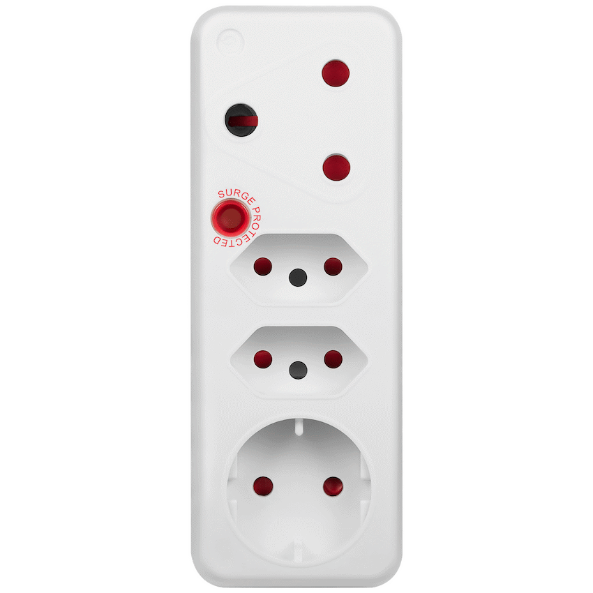 Ellies Electrical Ellies 4-Way Medium Surge Adaptor with Schuko - White