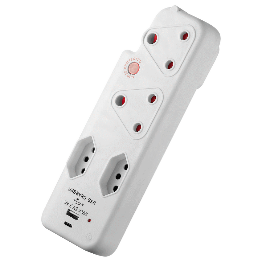 Ellies Electrical Ellies  4 Way Medium Surge adaptor with type C + USB