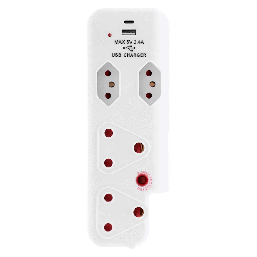 Ellies Electrical Ellies  4 Way Medium Surge adaptor with type C + USB