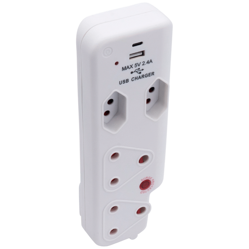 Ellies Electrical Ellies  4 Way Medium Surge adaptor with type C + USB