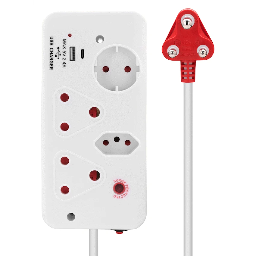 Ellies Electrical Ellies 4-Way Medium Surge Multiplug with USB-A+USB-C 0.5m