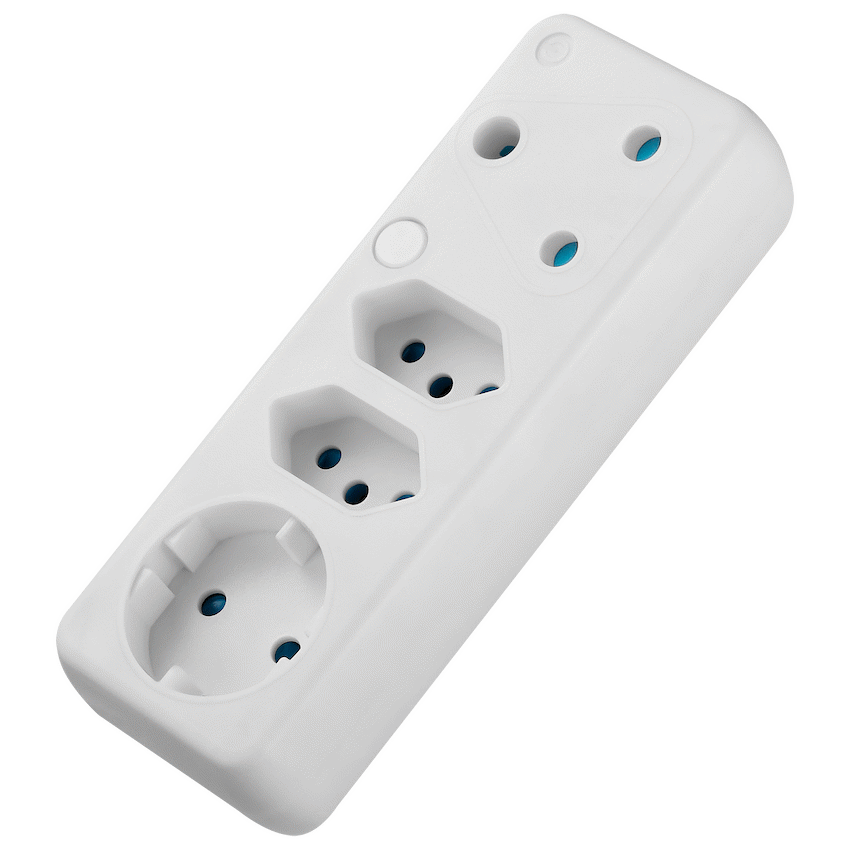 Ellies Electrical Ellies 4-Way Schuko Adaptor - White