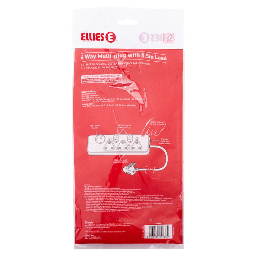 Ellies Electrical Ellies  6 Way Basic Multiplug