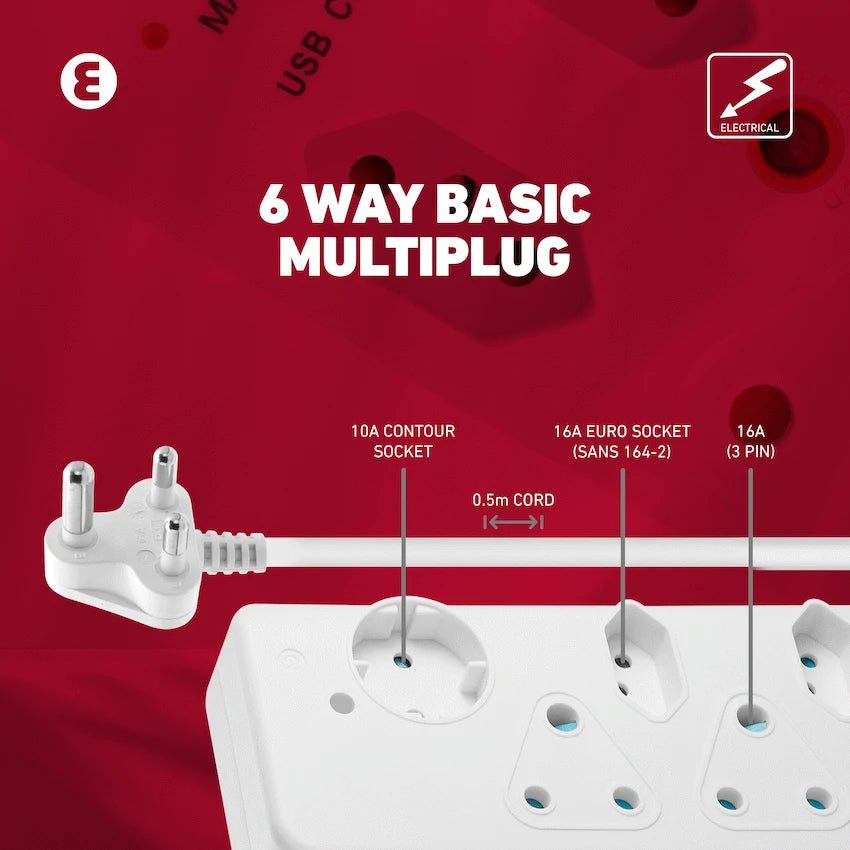 Ellies Electrical Ellies  6 Way Basic Multiplug