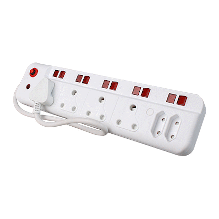 Ellies Electrical Ellies 6 Way  Multiplug With Illuminated Switches