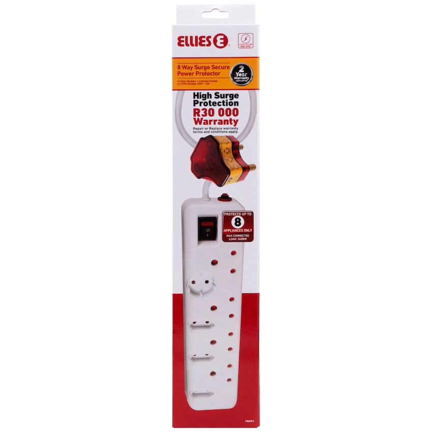 Ellies Electrical Ellies 8-Way High Surge Multiplug 0.5m