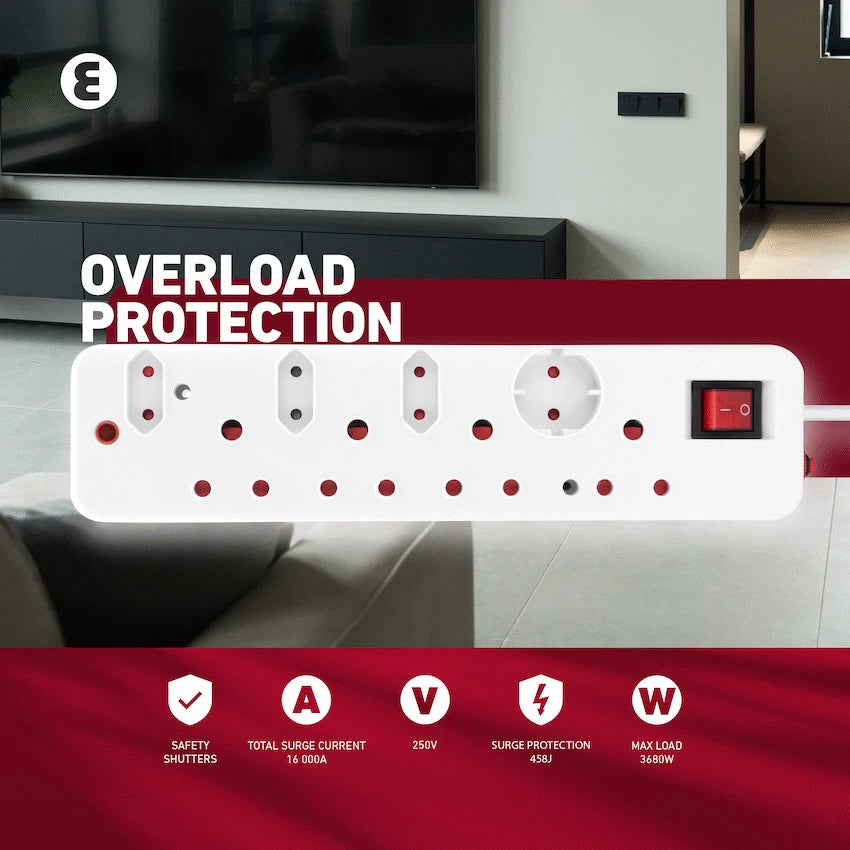 Ellies Electrical Ellies 8-Way Medium Surge Multiplug 0.5m