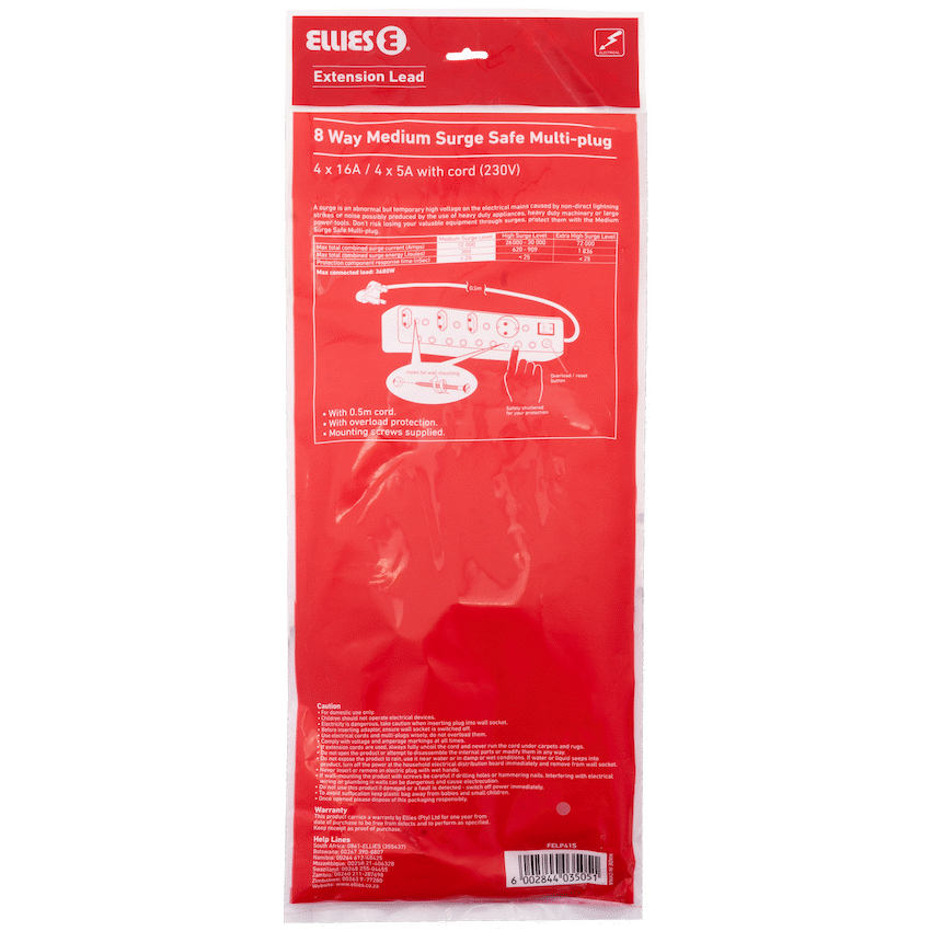 Ellies Electrical Ellies 8-Way Medium Surge Multiplug 0.5m