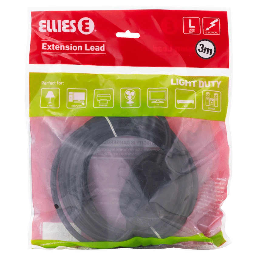 Ellies Electrical Ellies Back-to-Back Light-Duty Extension Lead - 3m