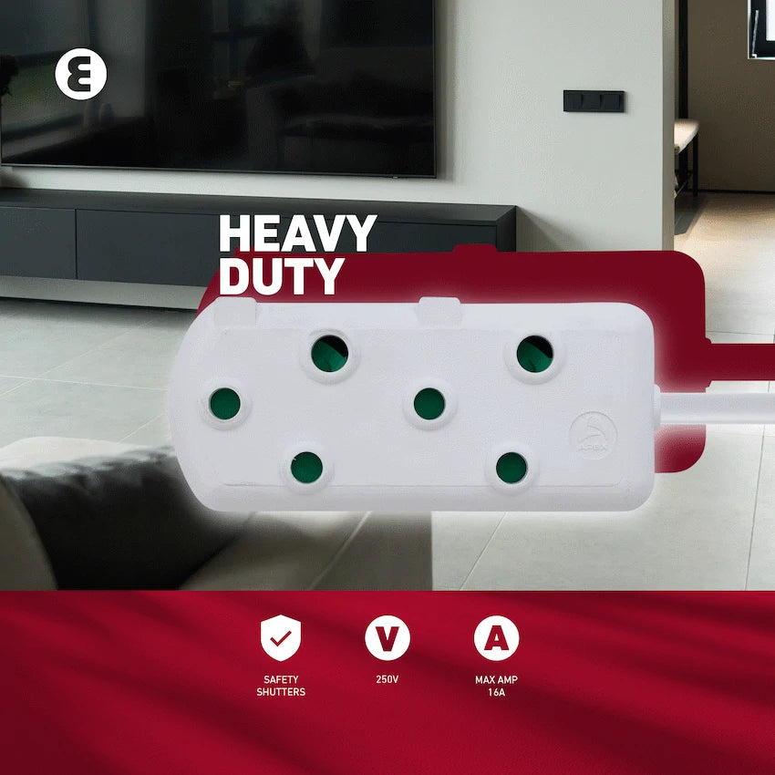 Ellies Electrical Ellies Side by Side Heavy Duty Extension Lead-20M-WT