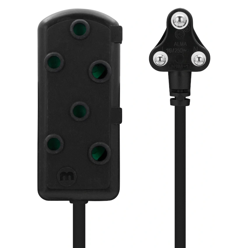 Ellies Electrical Ellies Side-by-Side Light-Duty Extension Lead - 3m - Black