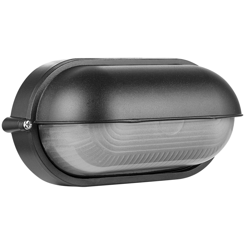 Ellies Ellies Arc Series - AC Oval LED Bulkhead - Aluminium + Glass - E27 Base -BK