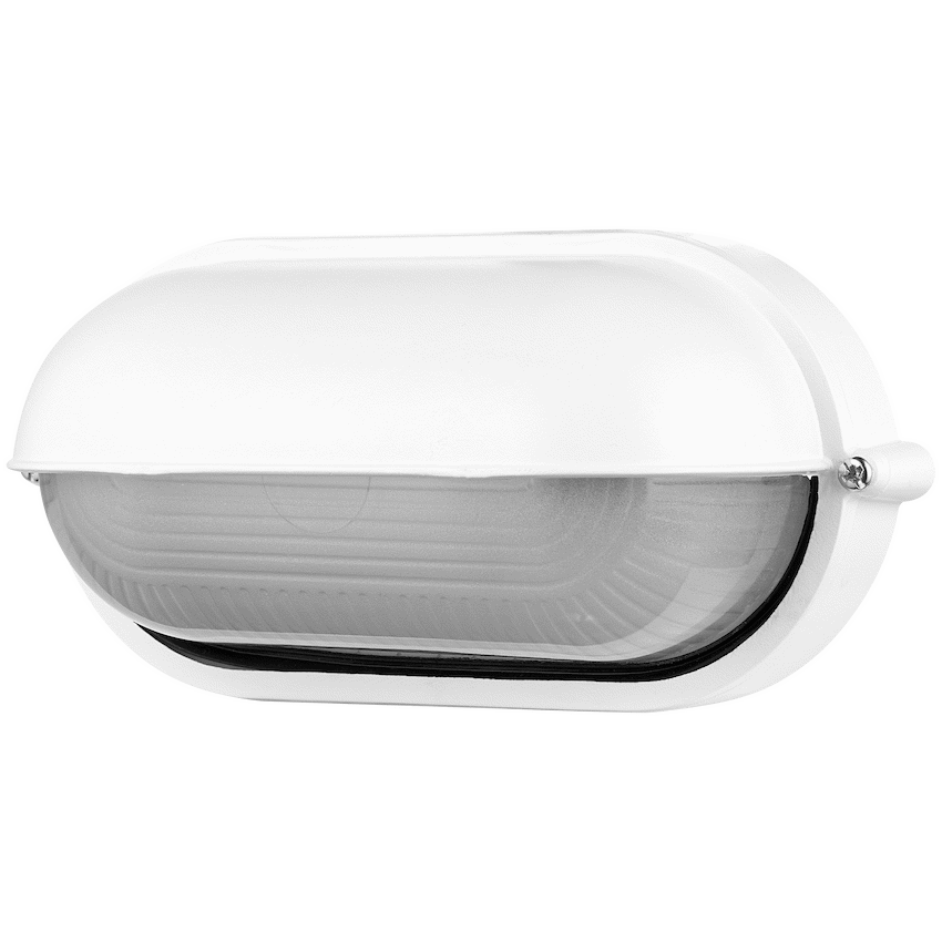 Ellies Ellies Arc Series - Large AC Oval Bulkhead - Aluminium + Glass - E27 Base -WT