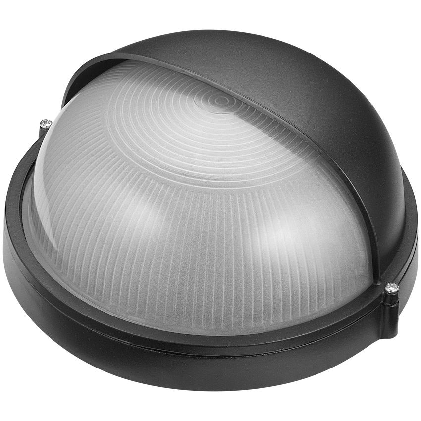 Ellies Ellies Arc Series - Large AC Round Bulkhead - Aluminium + Glass - E27 Base -BK
