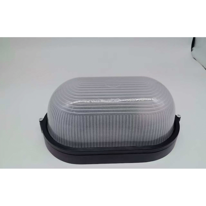 Ellies Ellies Illume Series - AC Oval Bulkhead - Aluminium + Glass - E27 Base - BK