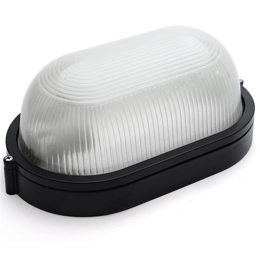 Ellies Ellies Illume Series - AC Oval Bulkhead - Aluminium + Glass - E27 Base - BK