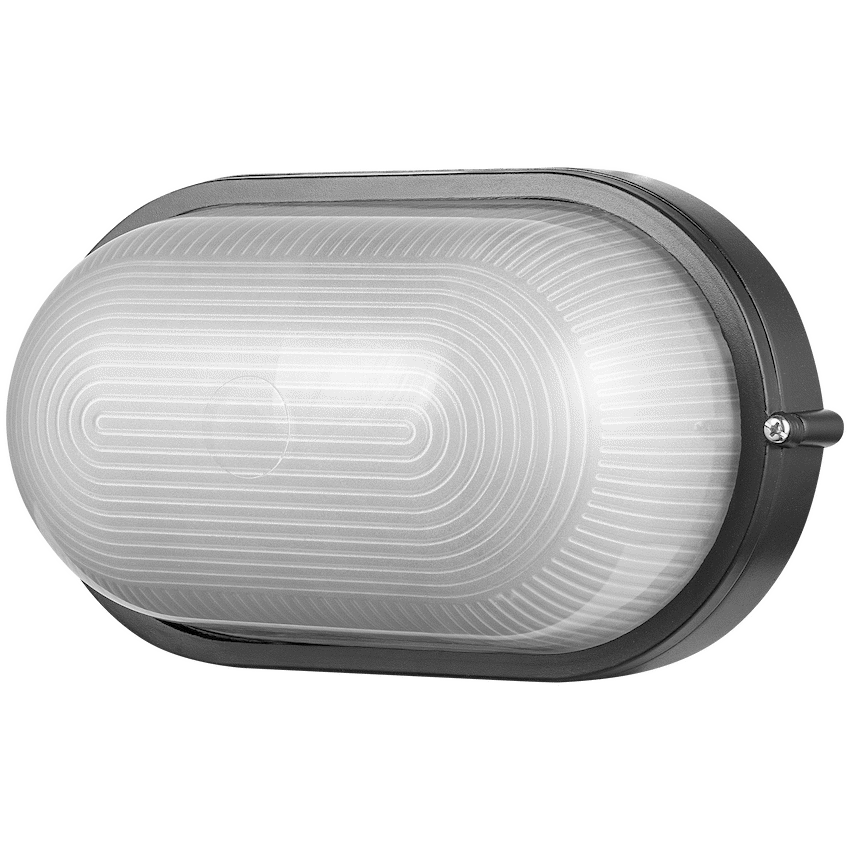 Ellies Ellies Illume Series - Large AC Oval Bulkhead - Aluminium  + Glass - E27 Base -BK