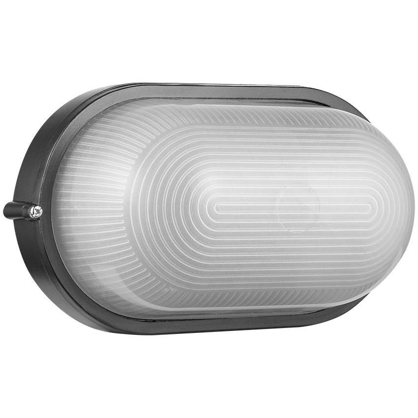 Ellies Ellies Illume Series - Large AC Oval Bulkhead - Aluminium  + Glass - E27 Base -BK