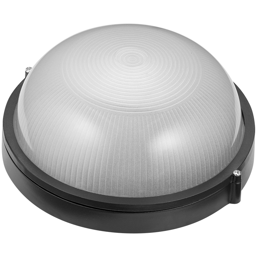 Ellies Ellies Illume Series - Large AC Round Bulkhead - Aluminium + Glass - E27 Base -BK