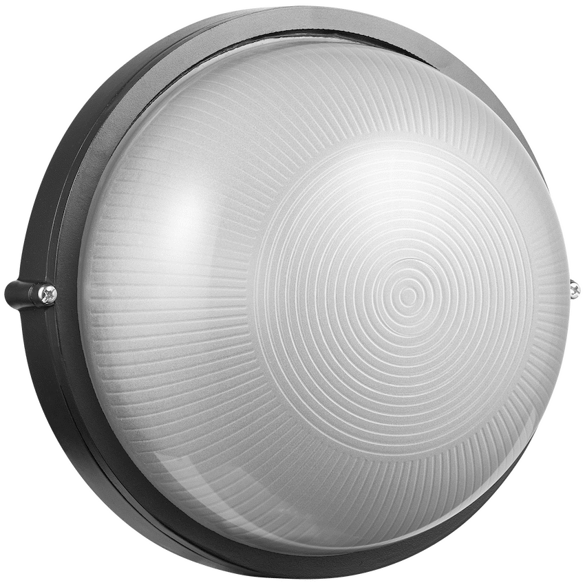 Ellies Ellies Illume Series - Large AC Round Bulkhead - Aluminium + Glass - E27 Base -BK