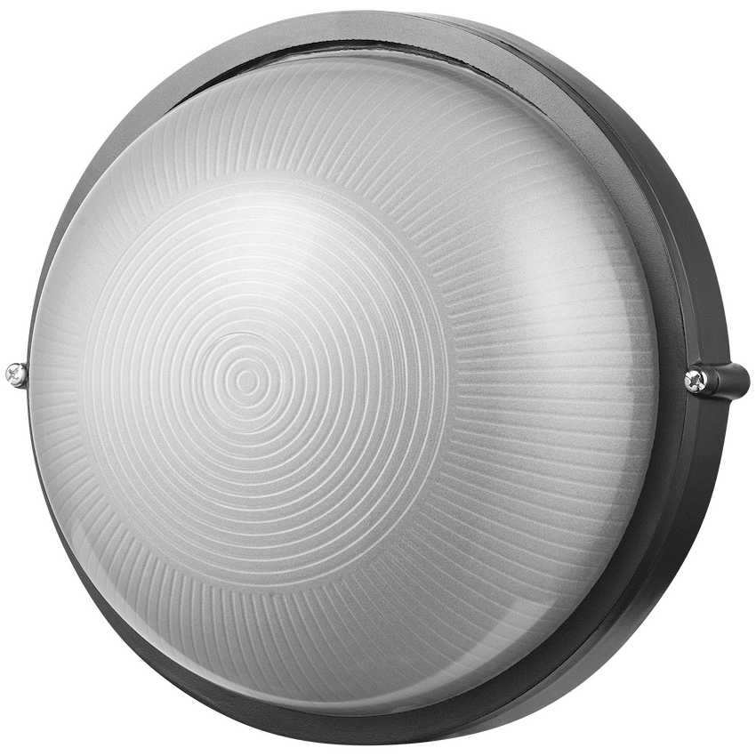 Ellies Ellies Illume Series - Large AC Round Bulkhead - Aluminium + Glass - E27 Base -BK
