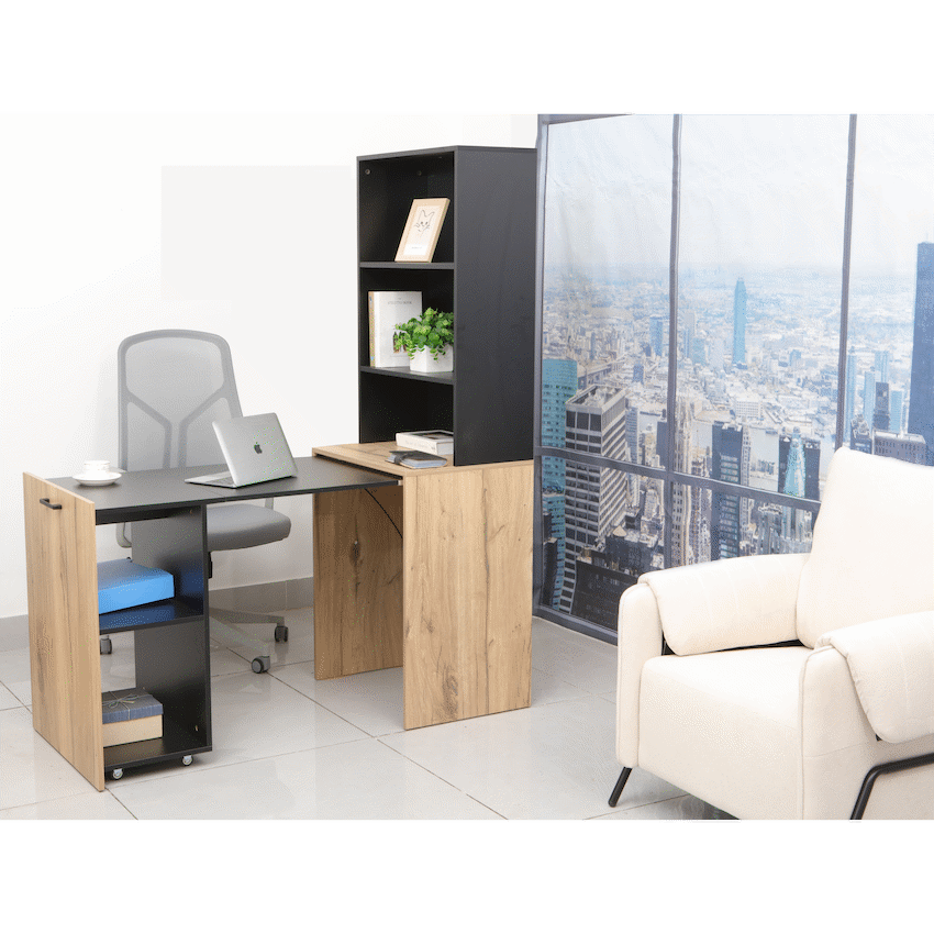 Everfurn Furniture Adaptive Desk, With  Bookshelf