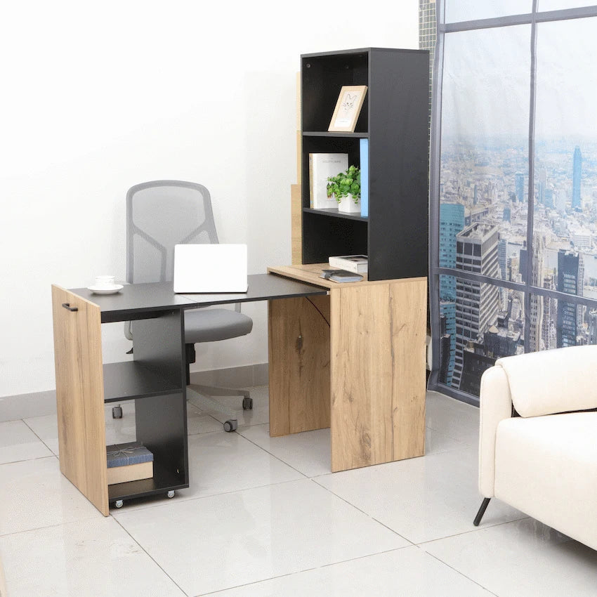Everfurn Furniture Adaptive Desk, With  Bookshelf