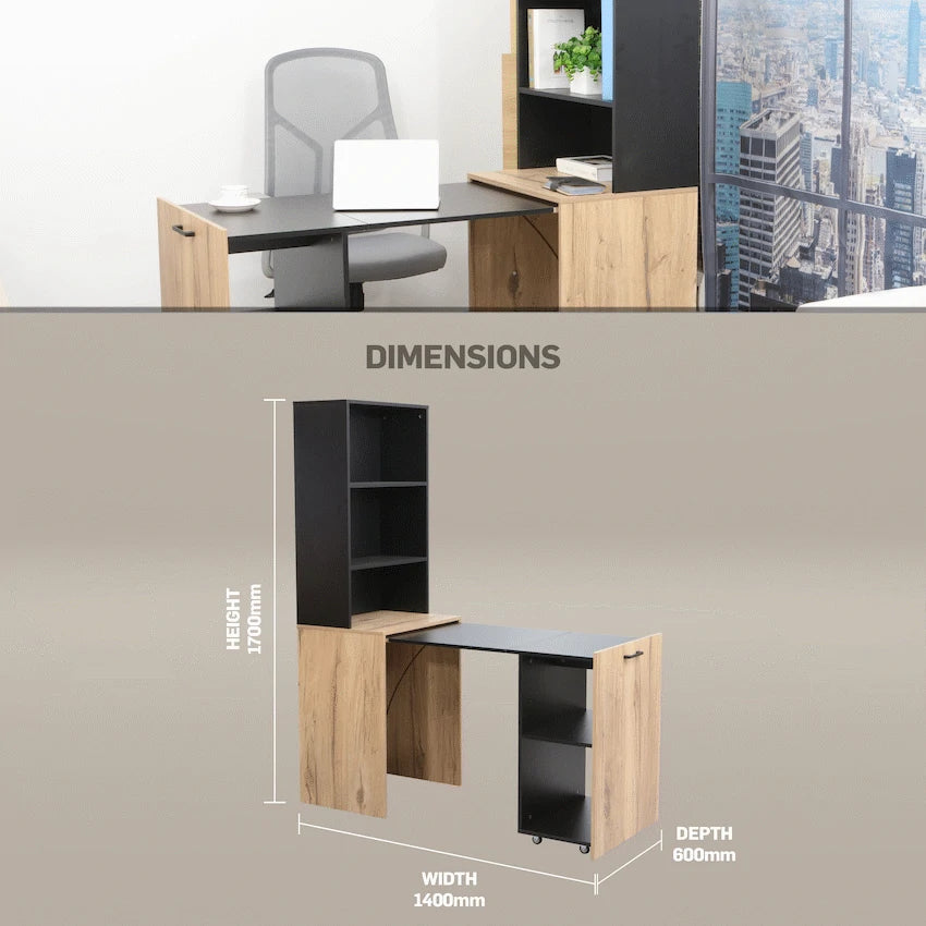 Everfurn Furniture Adaptive Desk, With  Bookshelf