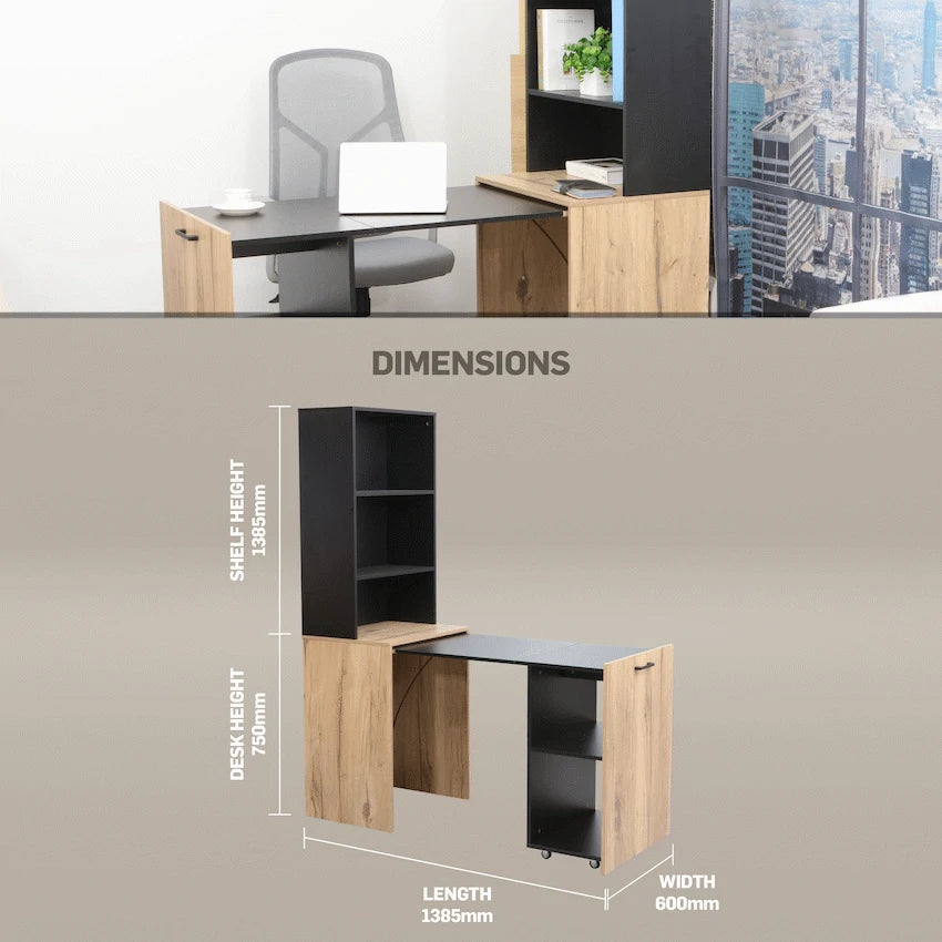 Everfurn Furniture Adaptive Desk, With  Bookshelf