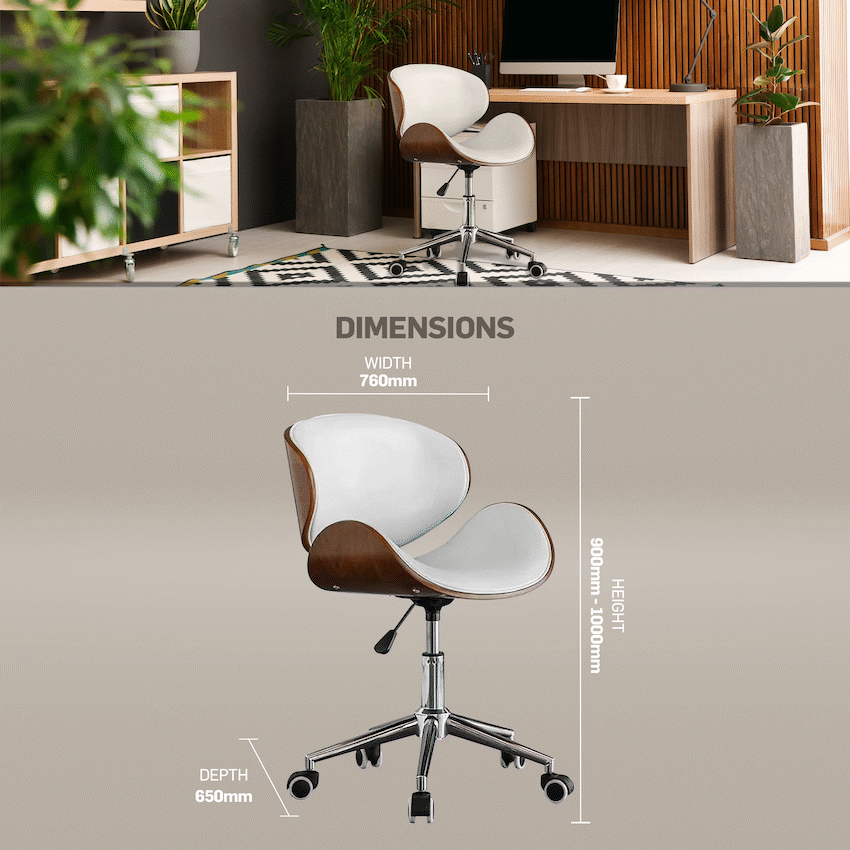 Everfurn Furniture Amos Mid Back Office Chair - White