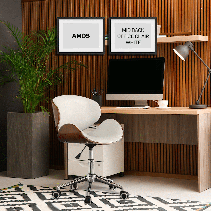 Everfurn Furniture Amos Mid Back Office Chair - White