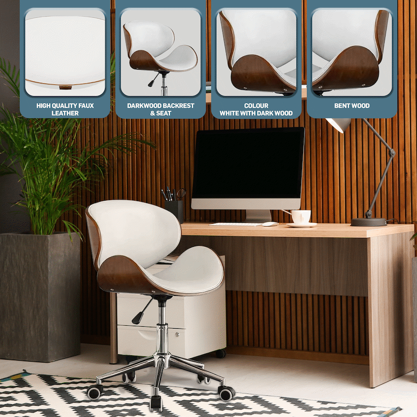Everfurn Furniture Amos Mid Back Office Chair - White