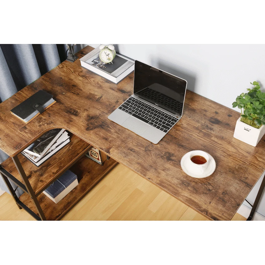 Everfurn Furniture Everfurn Anthony L-Shaped Corner Work Desk - Steel Frame